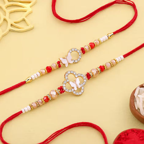 Stone Pearl Studded Rakhis (Floweraura) Set of 2