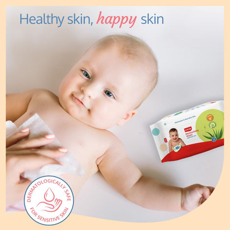 LuvLap Moisturising Wet Wipes with Lid, with Aloe Vera, Vitamin E & Chamomile