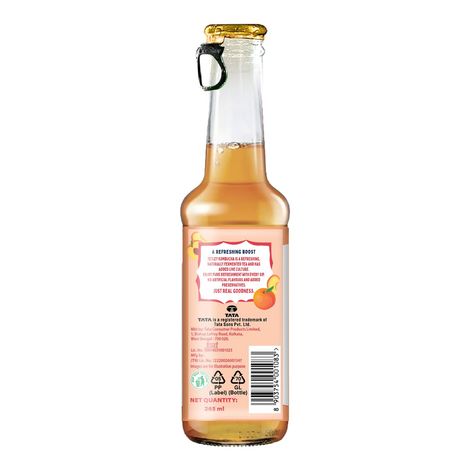 Tetley Kombucha Peach Fermented Tea With Live Culture | Rich in Antioxidants