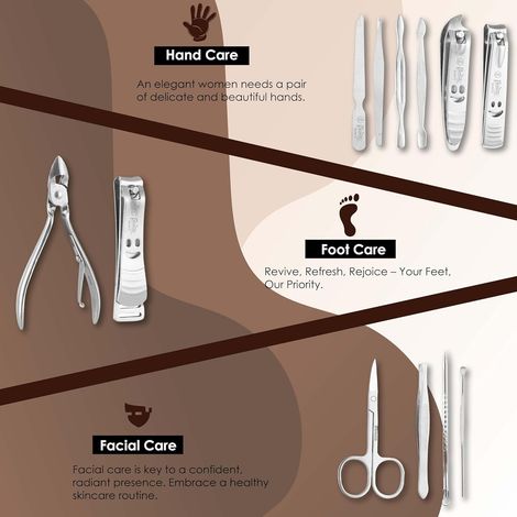 Beaute Secrets Essentials Manicure Set Nail Clippers Grooming Kit with Leather Travel Case