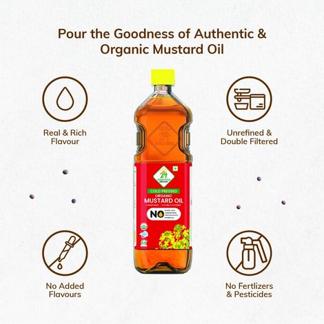 24 Mantra Mustard (Sarson) Cold Pressed Oil | Organic Healthy Cooking Oil