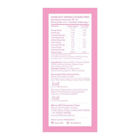 MINUS THIRTY Hazelnut Mini Stick Vegan & Sugar Free