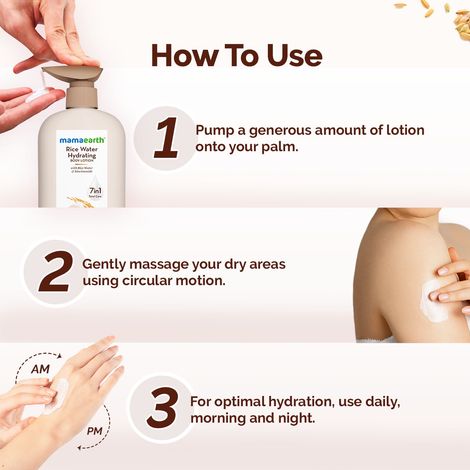 Mamaearth Rice Water Hydrating Body Lotion 48 Hrs Moisturization Nourishes Skin 7in1 Total Care
