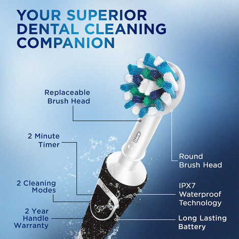 Oral-B Vitality Cross Action Electric Rechargeable Toothbrush, Powered By Braun (Black