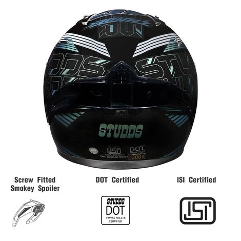 Studds Thunder D11 Full Face Helmet with Spoiler |Chameleon - L