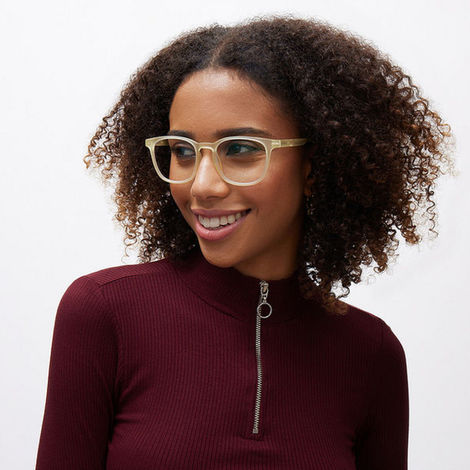 Lenskart Hustlr Unisex Solid Plastic Computer Glasses | Sand Dune - M