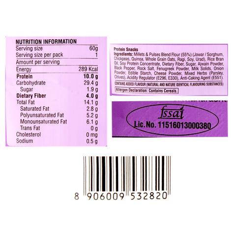Ritebite Max Protein Cream & Onion 10G Multigrain Protein Chips, Healthy Snacks & Munchies