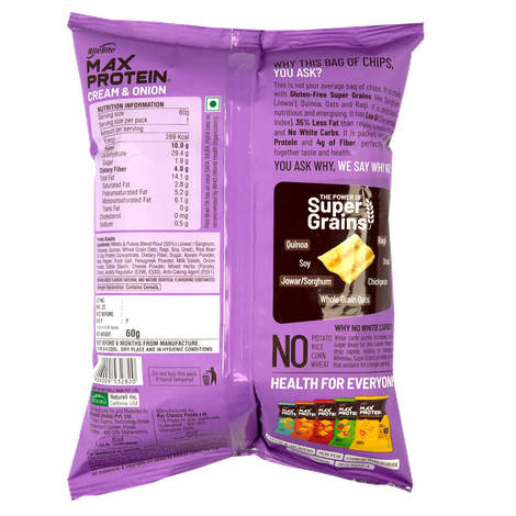 Ritebite Max Protein Cream & Onion 10G Multigrain Protein Chips, Healthy Snacks & Munchies