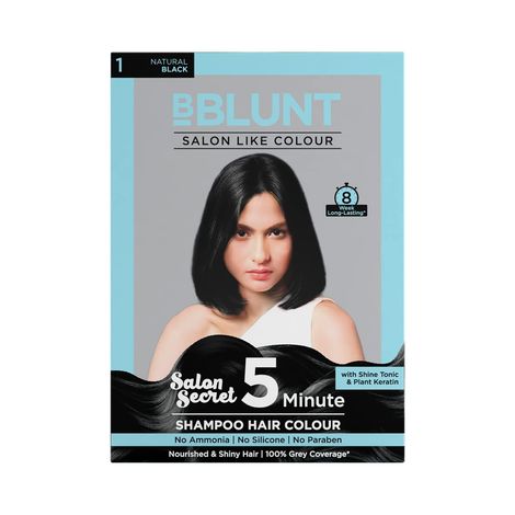 BBlunt Salon Secret 5 Minute Shampoo Hair Colour For 100% Grey Coverage - Natural Black