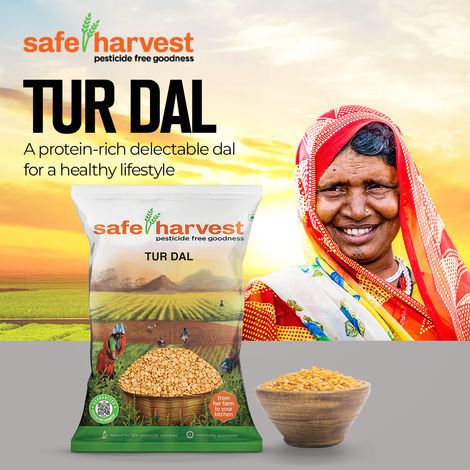 Safe Harvest Pesticide-Free Unpolished Tur Dal | Natural, Chemical-Free, Vegan and Gluten-Free