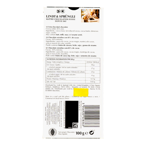 Lindt Excellence 85 % Cocoa Robust Dark Chocolate