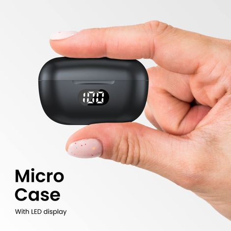 Portronics Harmonics Twins S5 Smart TWS Earbuds with LED Display, 15Hrs Playtime, Bluetooth 5.3V, Music & Game Modes, Low Latency, Ipx4 Water Resistant, Voice Assistant, Type C Fast Charging - Black