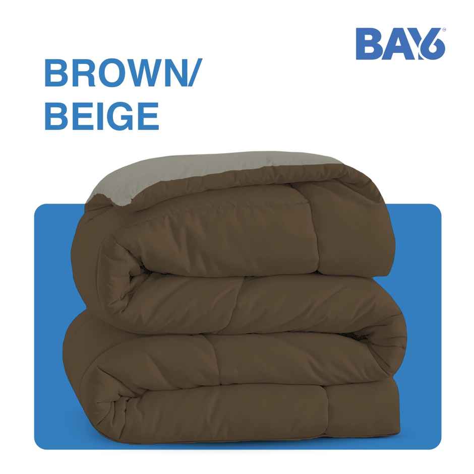 BAY6 Microfibre Solid Single Bed Comforter - Brown/Beige | 150 x 220 cm