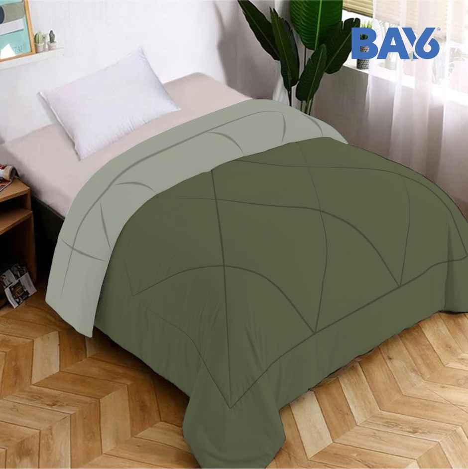 BAY6 Microfibre Solid Single Bed Comforter - Olive/Green | 150 x 220 cm