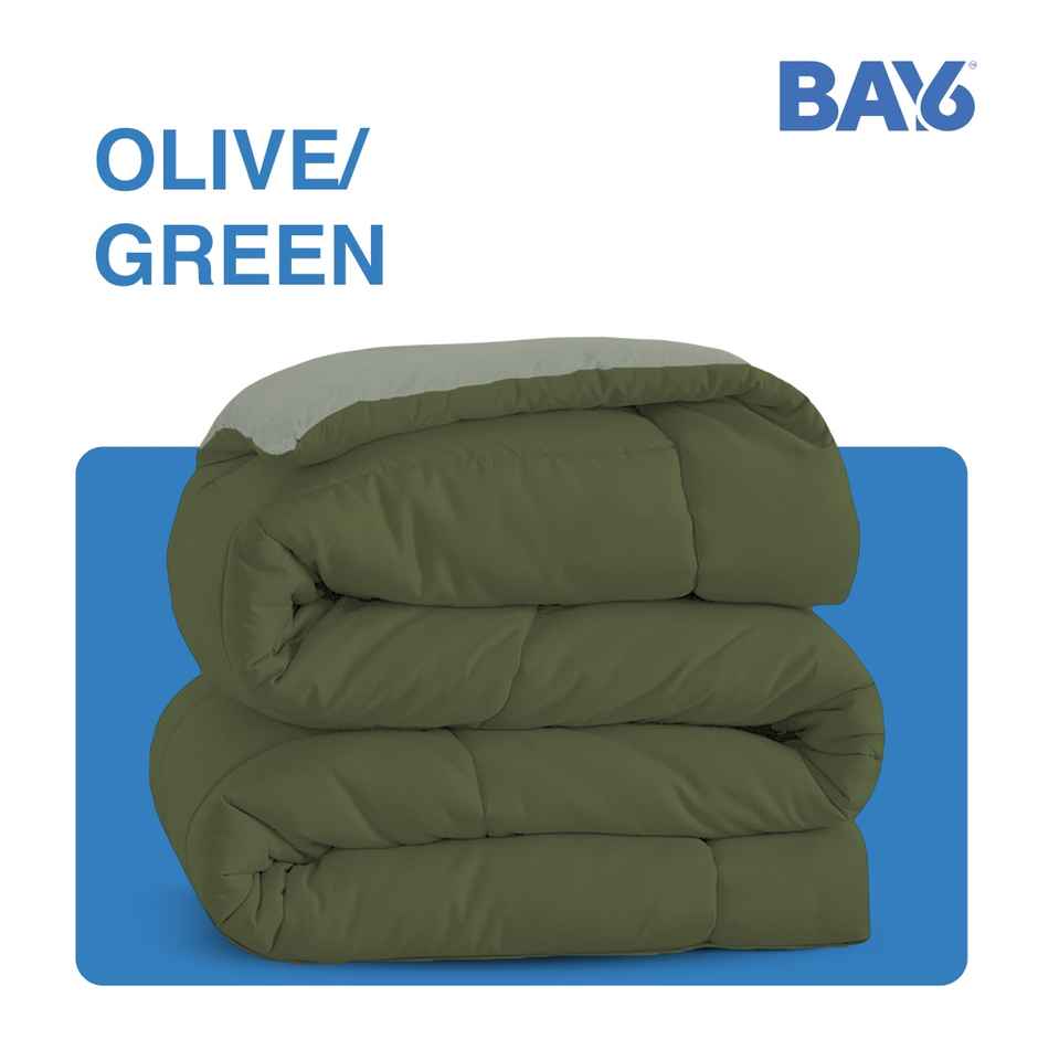 BAY6 Microfibre Solid Single Bed Comforter - Olive/Green | 150 x 220 cm