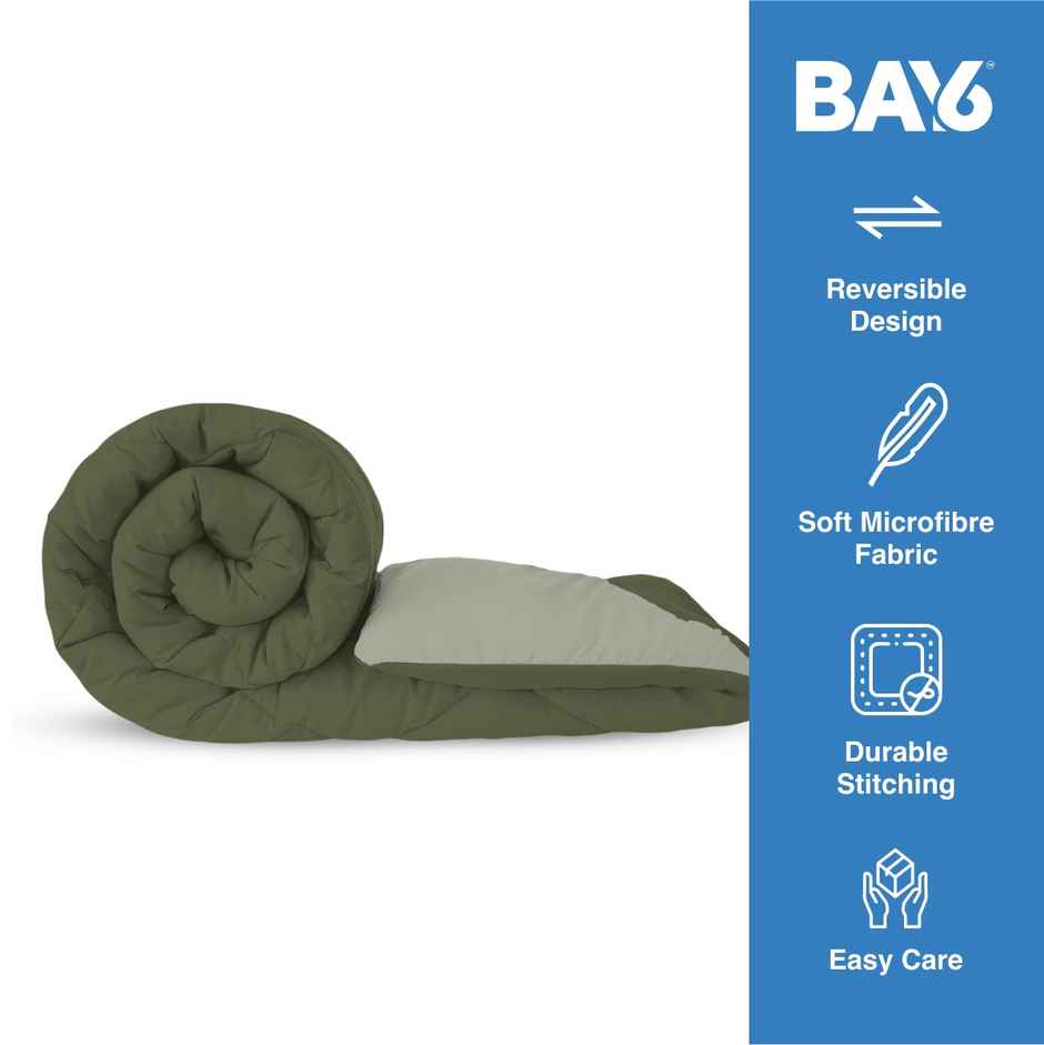 BAY6 Microfibre Solid Colour Double Bed Comforter - Olive/Green | 210 x 220 cm
