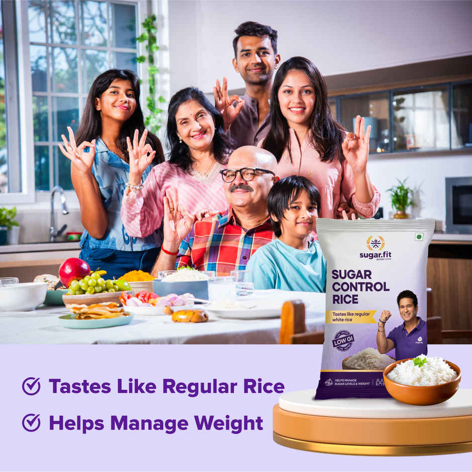 Sugar.fit Sugar Control Rice, Low GI Telangana Sona Masoori Rice for Diabetic Care