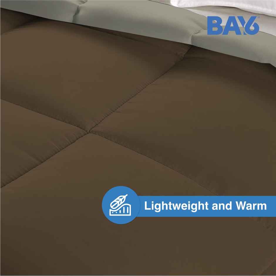 BAY6 Microfibre Solid Single Bed Comforter - Brown/Beige | 150 x 220 cm