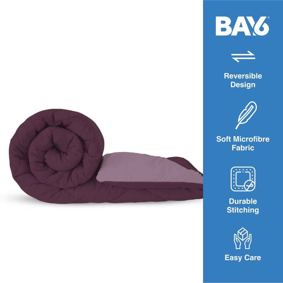 BAY6 Microfibre Solid Colour Double Bed Comforter - Wine Red | 210 x 220 cm
