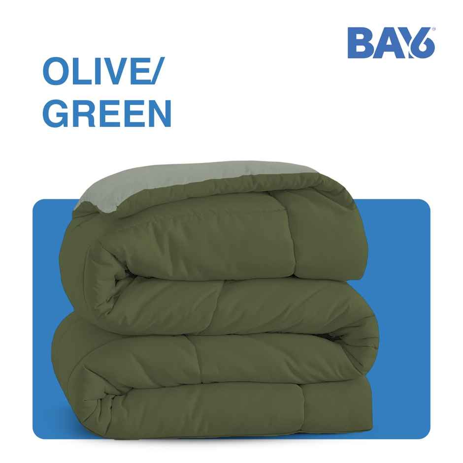 BAY6 Microfibre Solid Colour Double Bed Comforter - Olive/Green | 210 x 220 cm
