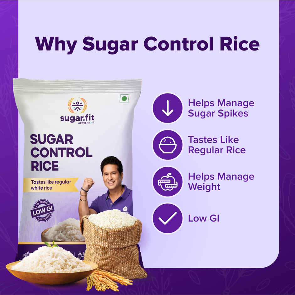 Sugar.fit Sugar Control Rice, Low GI Telangana Sona Masoori Rice for Diabetic Care