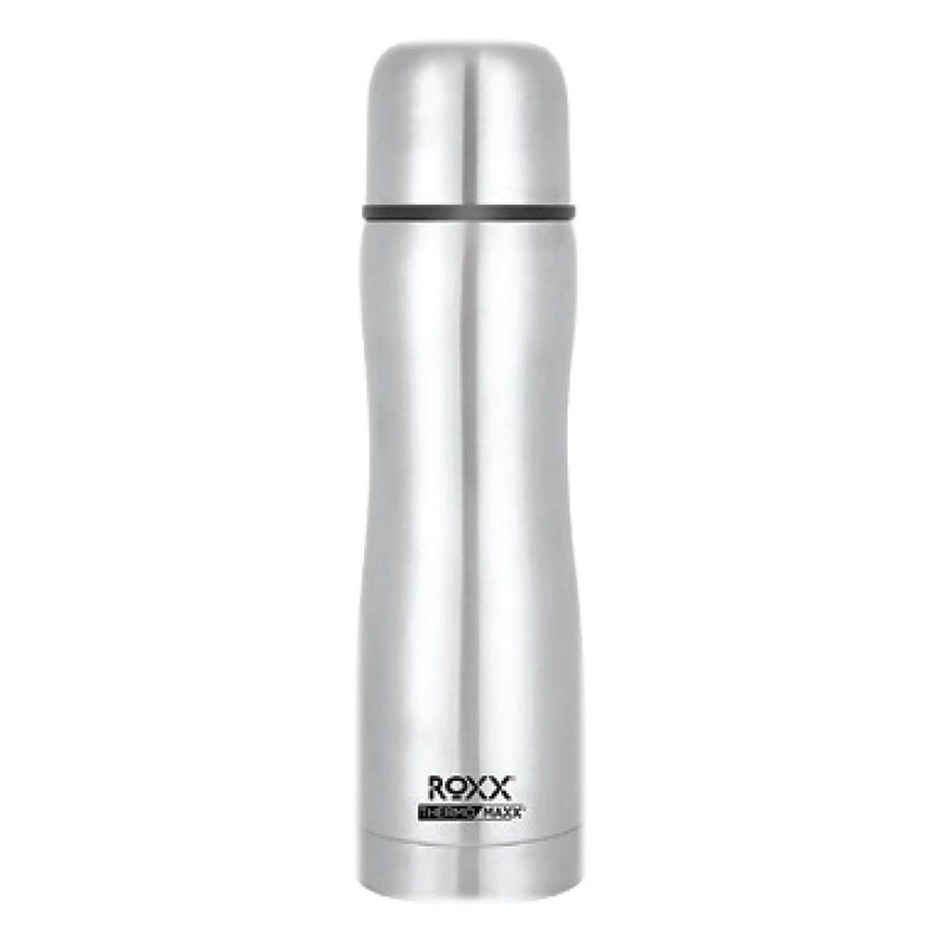Roxx Silver Curvy Bullet Flask | 1 L | SS Vacuum Insulated | Leak-Proof | BPA-Free | Rust Resistant