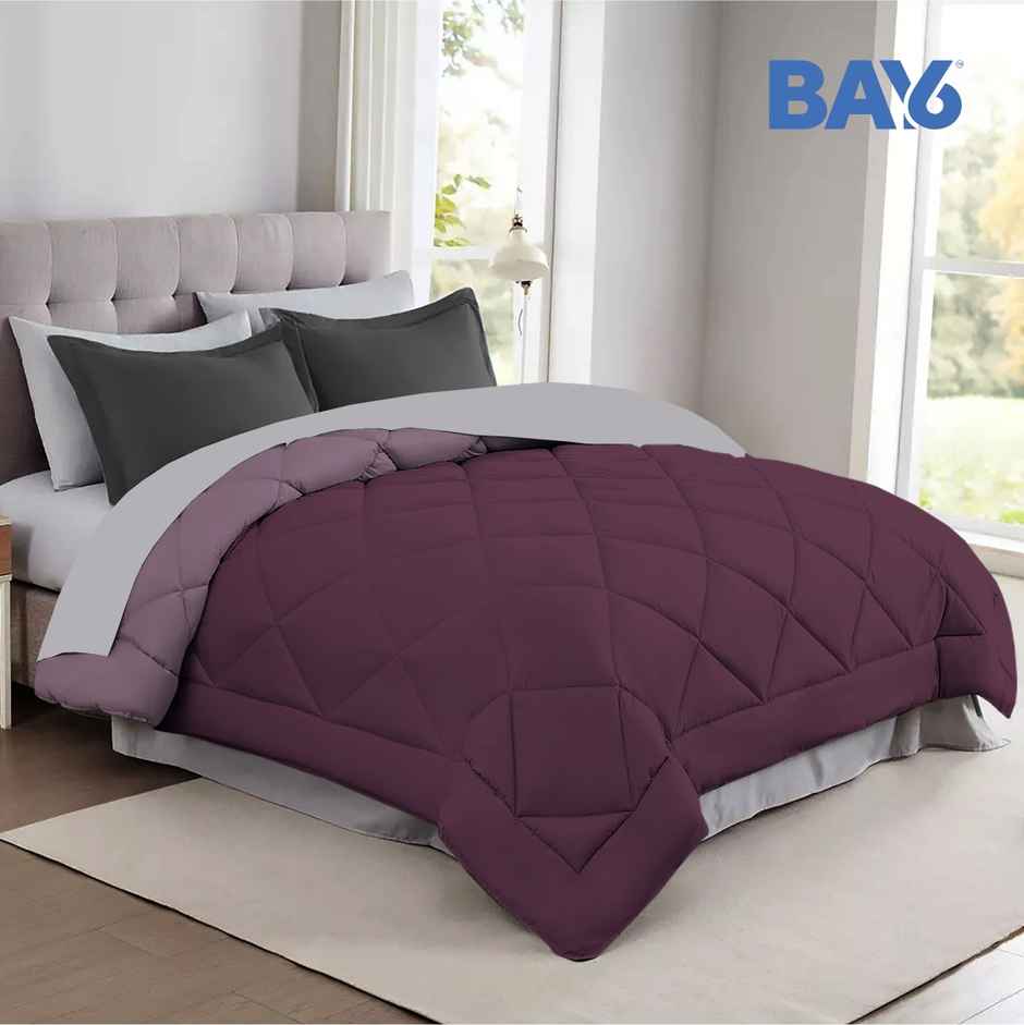 BAY6 Microfibre Solid Colour Double Bed Comforter - Wine Red | 210 x 220 cm