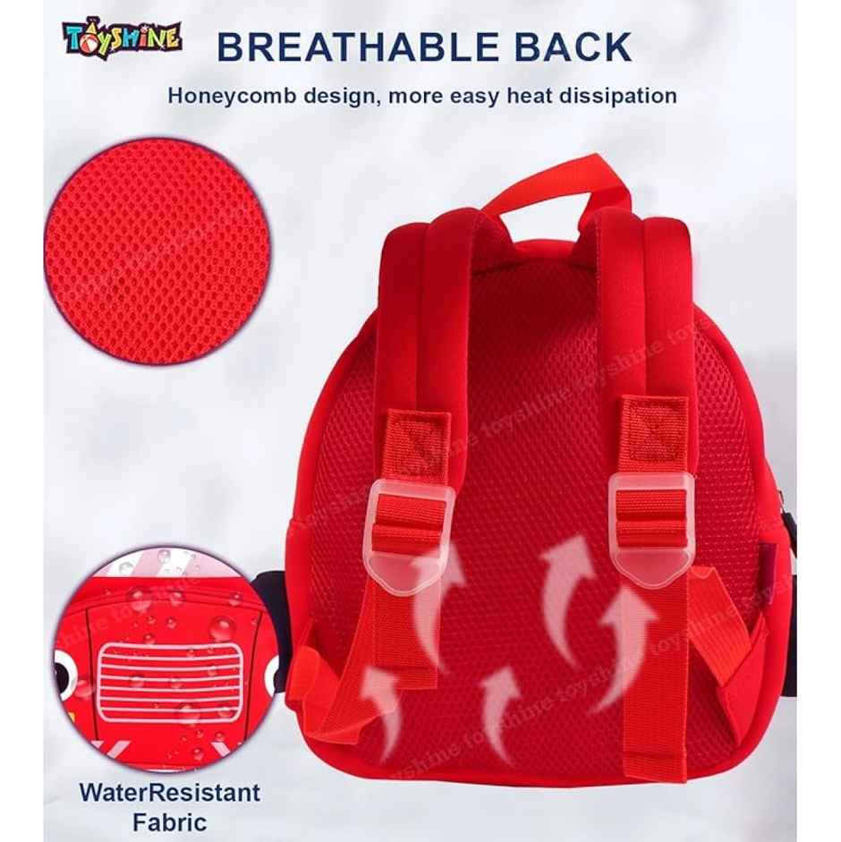 Toyshine 12" Cute Car Face Backpack for Kids - Mini Size - Red
