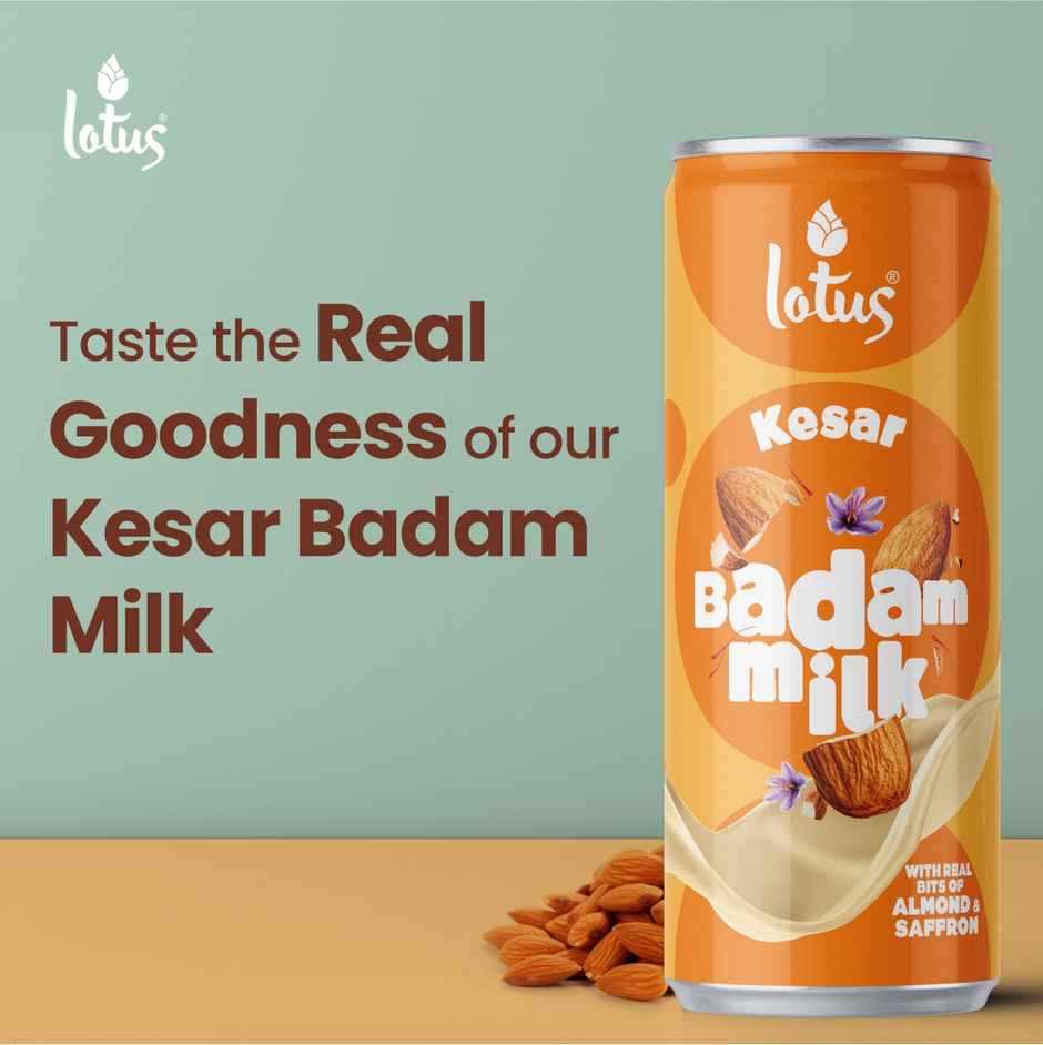 Lotus Kesar Badam Milk | With Real Bits Of Almonds And Saffron
