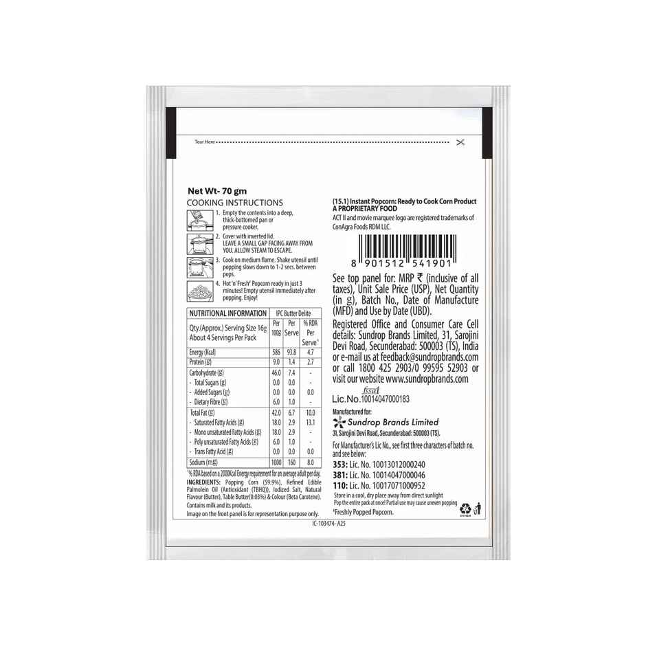 ACT II Microwave Popcorn Butter Lover(99gms) & Butter(70gms) Combo