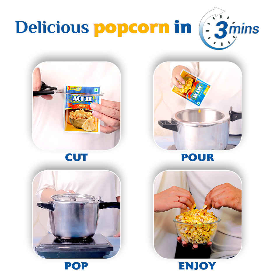 Act II Instant Popcorn | Cheese, Buy 2 Get 1 free offer, Hot & Fresh in 3 mins
