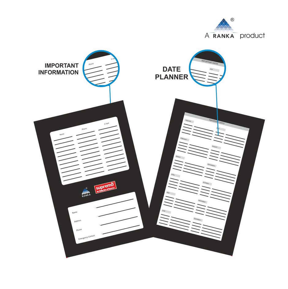 supremo A5 - Executive Diary 5 Subject, 70 Gsm, Single Ruled, 300 Pages, Wiro Binding