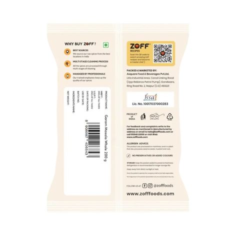 ZOFF Foods Garam Masala Whole Spices