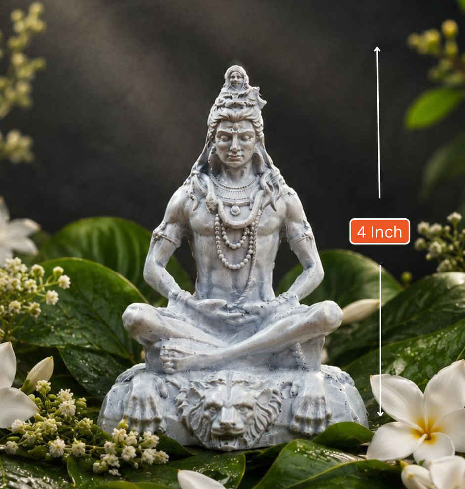 ServDharm Stone Grey Resin Shiva Idol | 4 Inch
