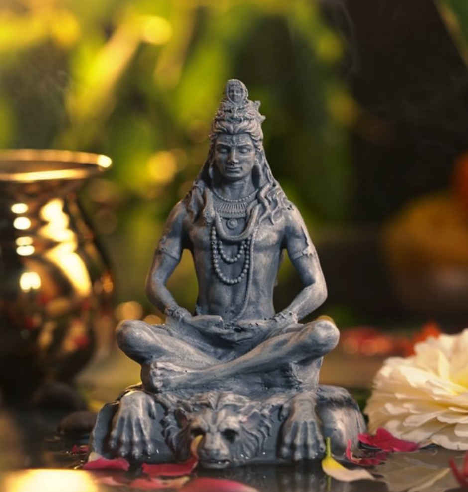 ServDharm Stone Grey Resin Shiva Idol | 4 Inch