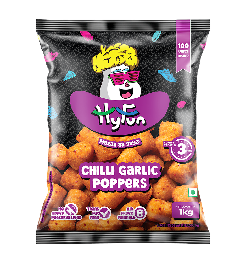 HyFun Chilli Garlic Potato Poppers, Spicy Nuggets | Frozen