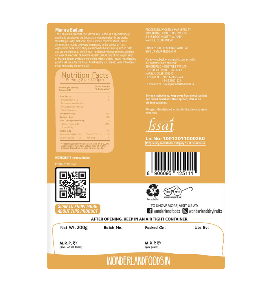 Wonderland Foods Mamra Badam