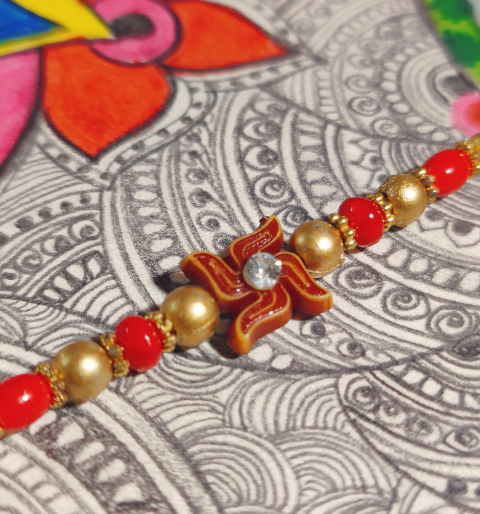 House Of Festivals Mauli Rakhi with Swastik Centrepc - Traditional and Sacred