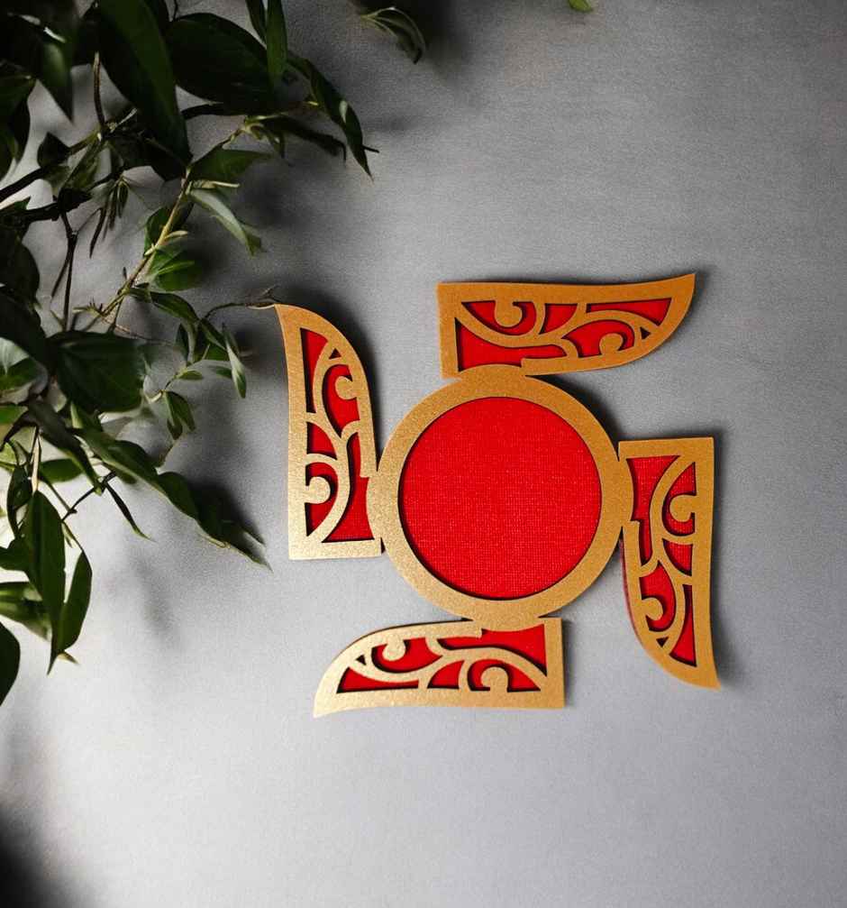 MDF Rangoli | Red | 15 inch | House Of Festivals