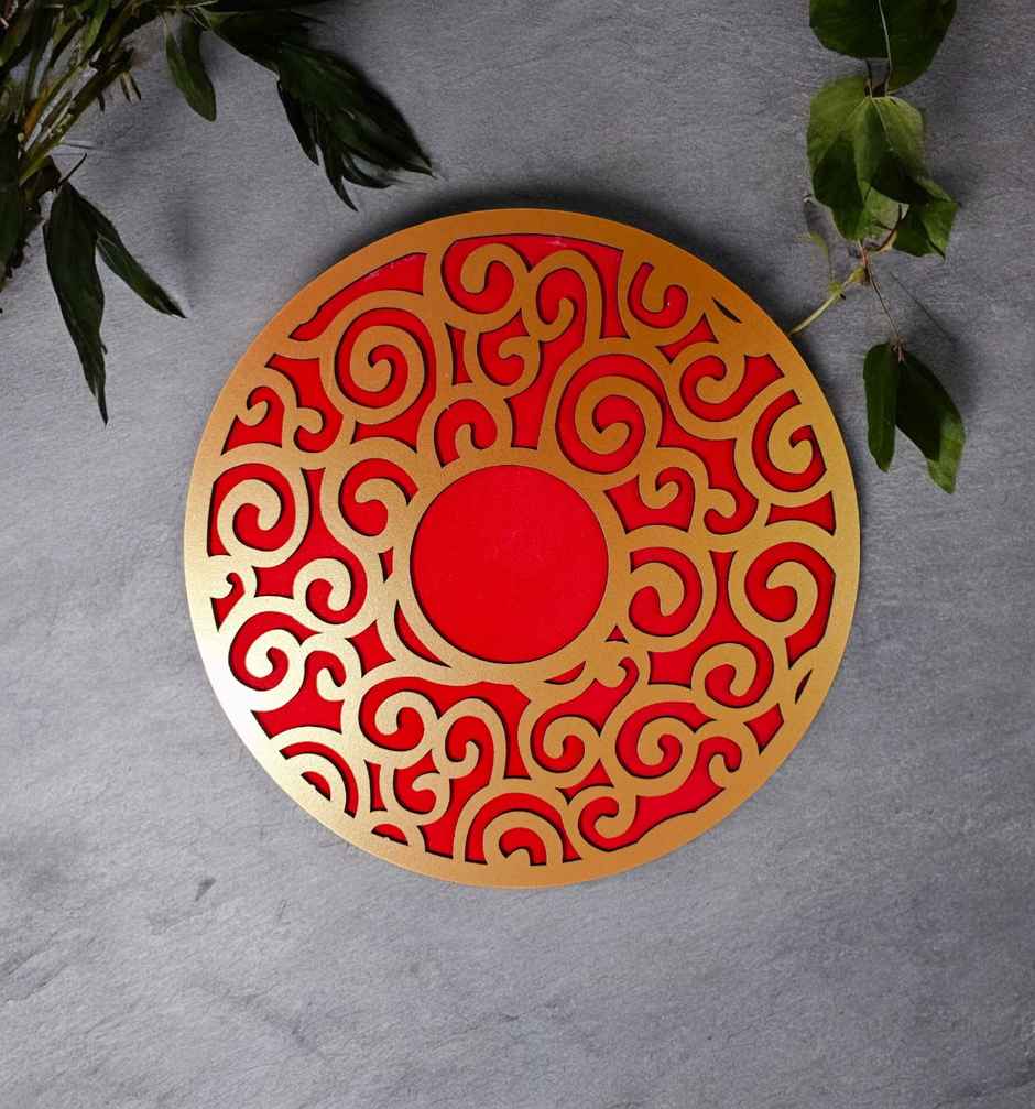 MDF Rangoli | Red | 15 inch | House Of Festivals