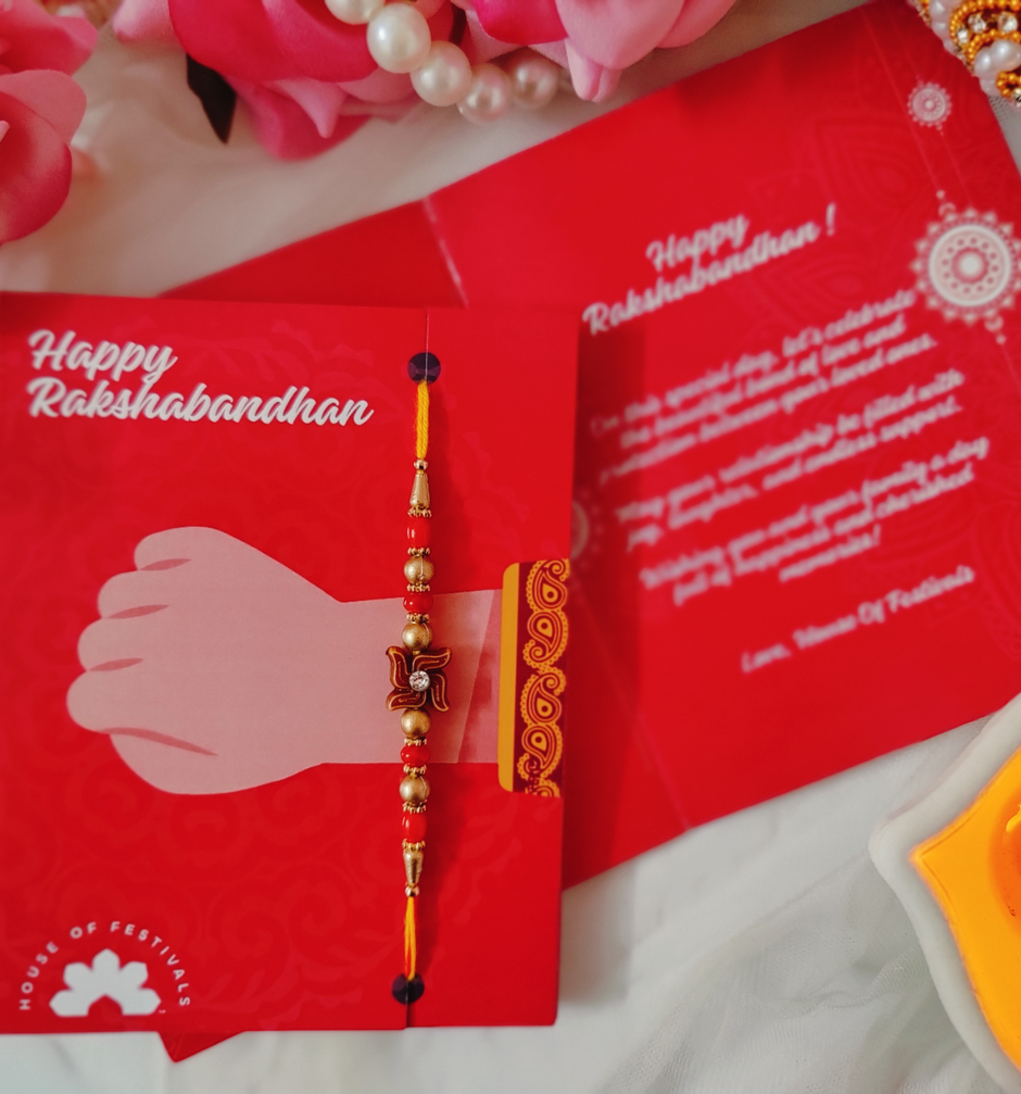 House Of Festivals Mauli Rakhi with Swastik Centrepc - Traditional and Sacred