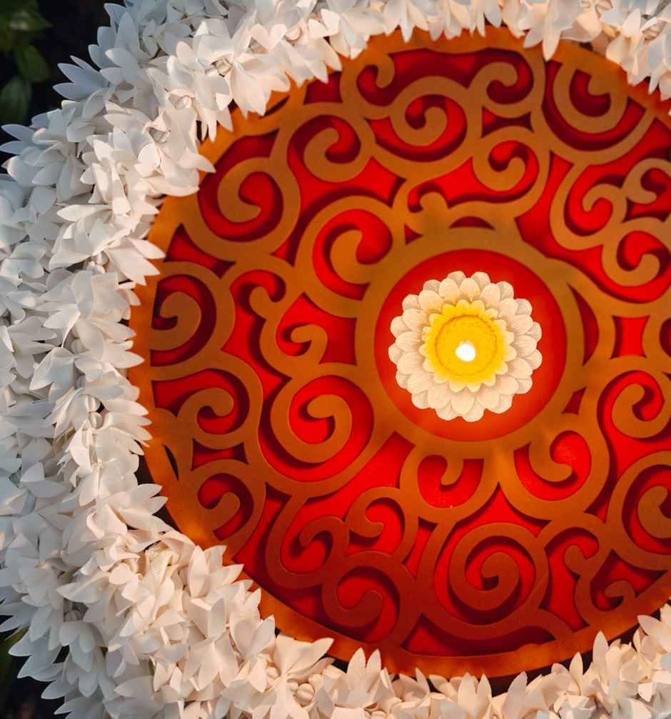 MDF Rangoli | Red | 15 inch | House Of Festivals