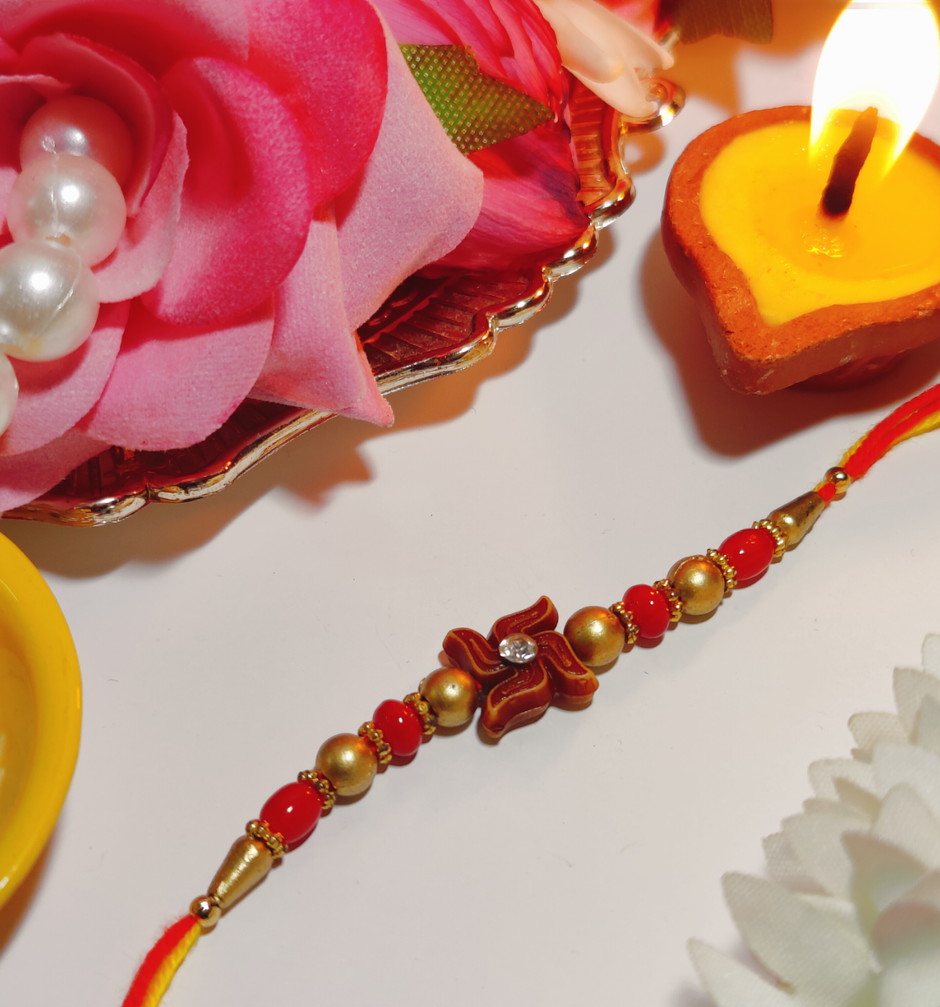 House Of Festivals Mauli Rakhi with Swastik Centrepc - Traditional and Sacred