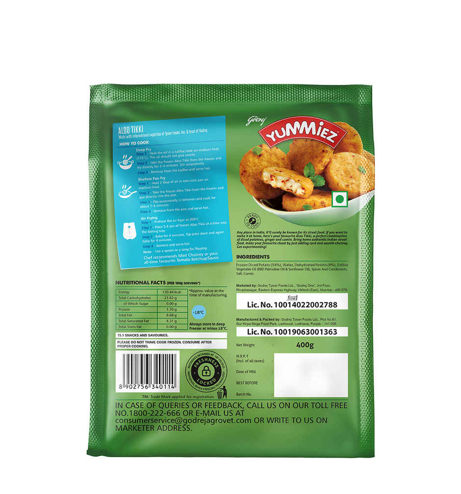 Godrej Yummiez Aloo Tikki | Ready To Cook