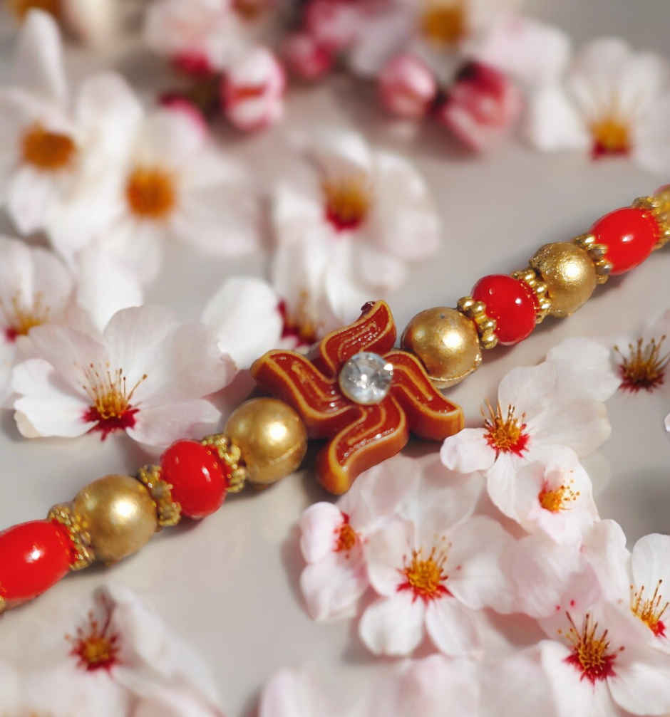 House Of Festivals Mauli Rakhi with Swastik Centrepc - Traditional and Sacred