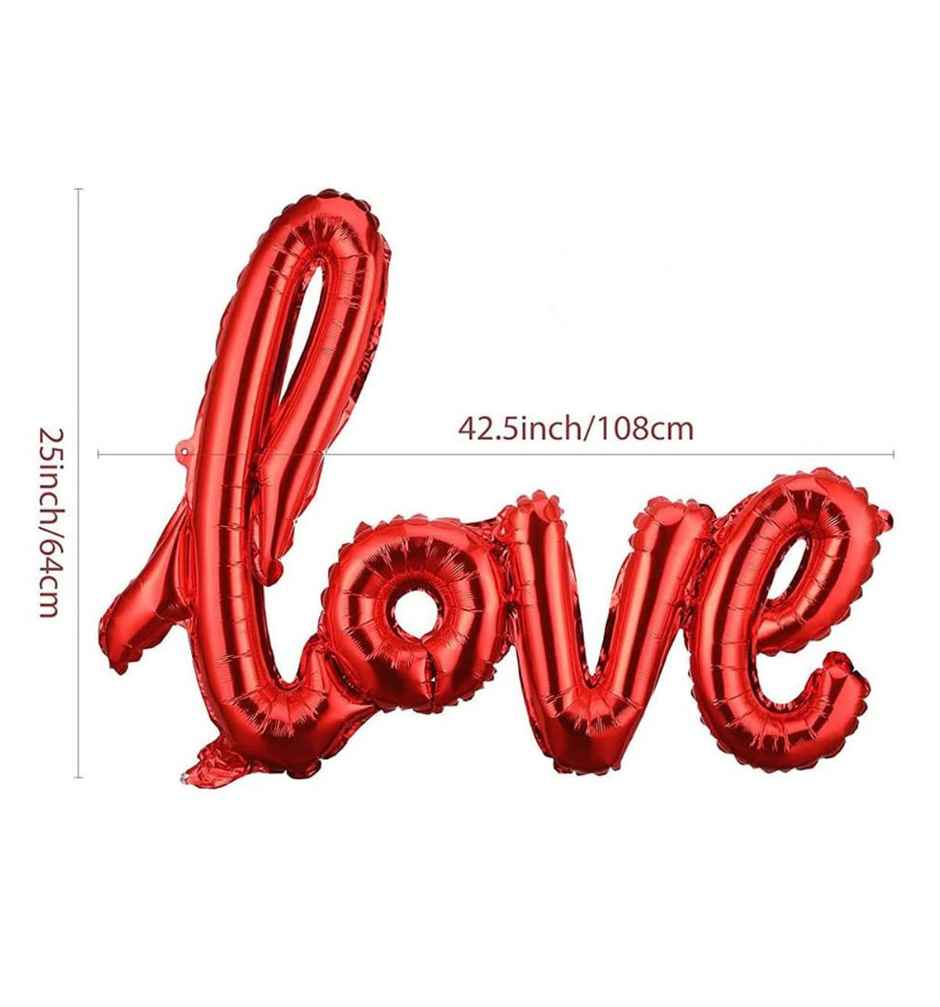 Tent Romantic Decoration Set|Red & White Balloons, Foil Heart, LED Light, Backdrop Curtains | Hemito