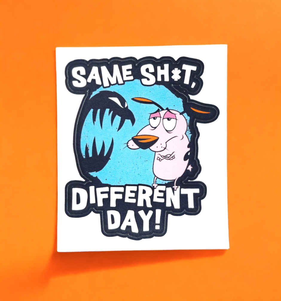 House Of Festivals Same Shot, Different Day - Courage The Cowardly Dog Official Sticker