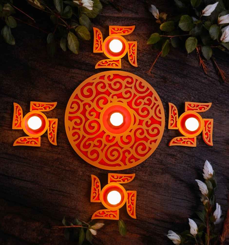 MDF Rangoli | Red | 15 inch | House Of Festivals