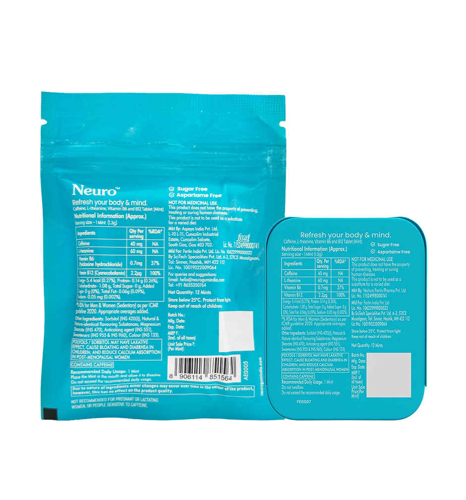 Neuro Energy and Focus Gum Mint Tin Peppermint