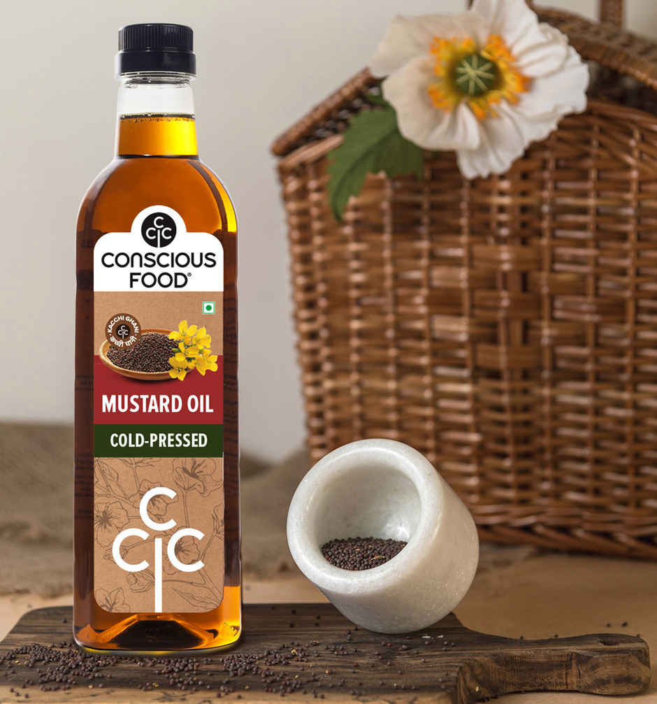 Conscious Food Cold Pressed Mustard (Sarson) Oil | Kachi Ghani | Healthy Cooking Oil